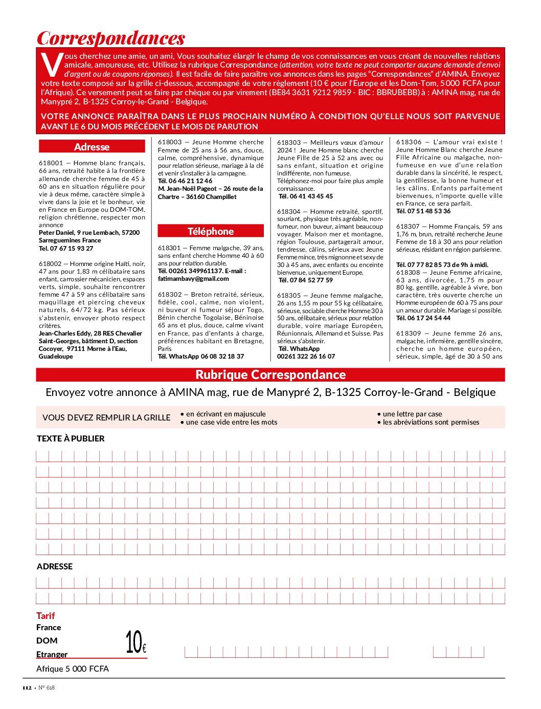 Petites annonces/Correspondances